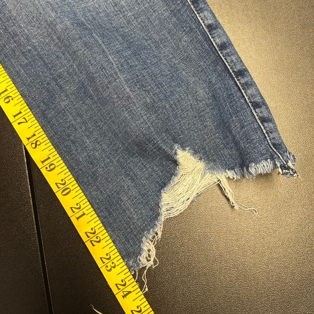 Cropped Wide Leg Jeans Womens 27 Raw Hem Distressed Medium Wash Trendy Deni - Picture 11 of 11